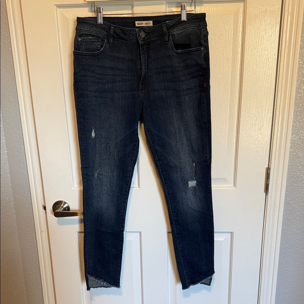 Warp + Weft Dark Indigo Cropped Ankle Jeans